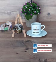 Fen Bilimleri Öğretmeni Türk Kahvesi Fincanı Ahşap Altlıklı ve Fotoğraflı Ahşap Anahtarlık Hediye (Model 2)