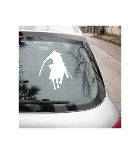 Kılıç Ve At Ile Savaş Cenk Eden Asker Sticker 20cm Beyaz Renk