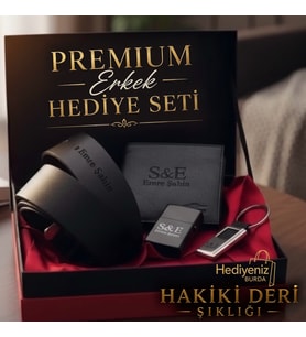 Hemen Kargo - Sevgiliye Babaya Arkadaşa Eşe Hediye - İsme Özel Premium Tasarım Erkek Hediye Seti - Hakiki Deri Kartlık Cüzdan Kemer Çakmak Anahtarlık