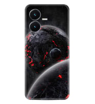 Vivo Y22S Kılıf Resimli Desenli Silikon Platinium Series Kara Dünya 1902