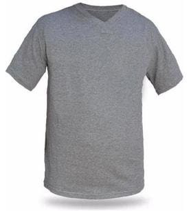T-shirt V Yaka Kısakol %100 Pamuk Cepli Gri