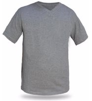 T-shirt V Yaka Kısakol %100 Pamuk Cepli Gri