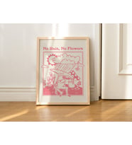 Çerçeveli Pembe Kurbağa Baskısı, Retro Minimalist İllüstrasyon, Vintage Estetik Çerçeveli Posterler, Yeşil Çerçeveli Duvar Dekoru
