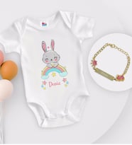 BK Kids Kişiye Özel İsimli Beyaz Bebek Body Zıbın ve Kız Bebek Künyesi Hediye Seti-16