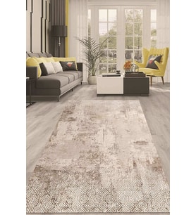 Dijital Kaymaz Taban Yıkanabilir Modern Renkli Salon Halısı Mutfak Halısı Yolluk ND-HT-948 (Bej)