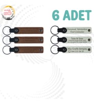 A Kahve & Beyaz, Sınıf Öğrencilerine Anlamlı Hatıra, 6’lı Set, Kişiye Özel Yazılı Deri Anahtarlık