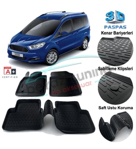 Ford Courier Havuzlu 3D Paspas Niken Siyah 2014 Sonrası