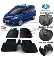 Ford Courier Havuzlu 3D Paspas Niken Siyah 2014 Sonrası