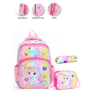 Soft Unicorn Okul Çantası + Beslenme + Kalemlik + Kız Sırt Çantası Atcık Çanta (Çok Renkli)