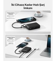 Taşınabilir Şarj Cihazı, 10.000 mAh USB-C İnce Güç Kaynağı, 2 USB-C Port, Dijital Pil Göstergesi, 20 W Hızlı Şarj, iPhone 17, 16 Serisi, Samsung Galaxy S25, S24, Pixel 9, iPad ve Fazlası, Siyah