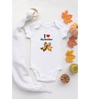 Love My Brother Sincap Organik Baskılı %100 Pamuklu Beyaz Çıtçıtlı Body Zıbın