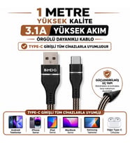 İmeng 3.1A UsbA to Type-C Örgülü Data Hızlı ve Şarj Kablosu ML108 Siyah