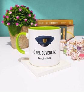Özel Güvenlik Tasarımlı Kişiye Özel Güvenlik Kupa Bardak Yeşil