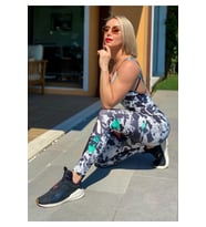 Batik Desen Çift Çapraz İp Detaylı Spor Tayt Tulum