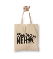 Cute & Funny Feeling Meh Kitty Adorable Cat Kitten Beyaz Bez Çanta Uzun Saplı