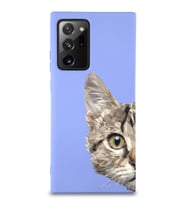 Samsung Galaxy Note 20 Plus Uyumlu Lansman Kılıf Catface Tasarımlı İçi Kadife Kapak-Lila (Şeffaf)