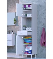 Eliusta Leno Tek Kapaklı 40 cm Düzenleyici Dolap Banyo/Mutfak Dolabı 40x173x32,5 cm Beyaz Dolap