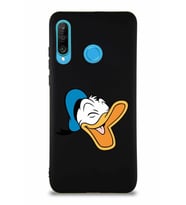 Huawei P30 Lite Soft Premier Kapak Donald Duck-E Tasarımlı Silikon Kılıf - Siyah (Şeffaf)