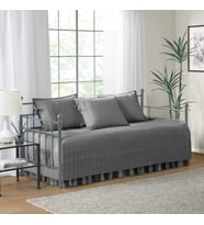 Daybed Örtüsü - Lüks Çift Taraflı - Kapitone, Yatak Eteği ile Tüm Sezon Rahat Yatak, Uyumlu Şemsiyeler, 75'x39' Kömür Grisi 5 Parça