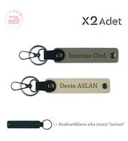 Kankaya Anlamlı Hediye, İsimli 2’li Anahtarlık Takımı, Kül Gri-Sütlü Kahve-Lacivert