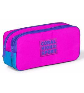 Coral High Sport İki Gözlü Pembe Mavi Kalem Çantası