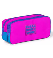 Coral High Sport İki Gözlü Pembe Mavi Kalem Çantası