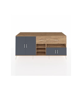 Kronos Konsol 5 Raflı 2 Çekmeceli 4 Kapaklı 220x59x99 Çam-Antrasit/Çam