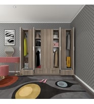 Kenzlife gardırop 8 kapılı 4 çekmeceli zambak 182*200*42 crd kapaklı gardolap dolap (Karışık)
