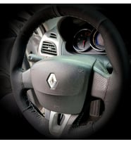 DİKİŞLİ DİREKSİYON KILIFI KARBON / NOKTALI DERİ GRİ YÜZÜK GRİ DİKİŞ RENAULT FLUENCE İÇİN
