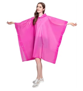 Panço Yağmurluk  Kapüşonlu Yağmurluk Yağmurluk Panço - Şeffaf Yağmurluk Oversize Panço (Pembe)