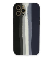 Pilelistore   iPhone 12 Pro Kılıf Ebruli Lansman Silikon - Siyah-Lacivert