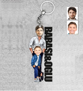 Kişiye Özel İsimli Baba Oğul Ahşap Anahtarlık-2