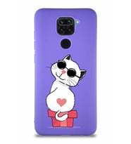 Xiaomi Redmi Note 9 Soft Premier Kapak Coolcat Tasarımlı Silikon Kılıf - Mor (Şeffaf)