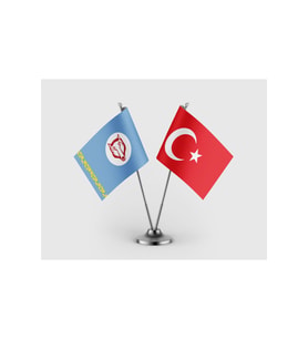 Gagavuzya Cumhuriyeti ve Türkiye Cumhuriyeti Bayrağı İkili Saten Masa Bayrağı Takımı