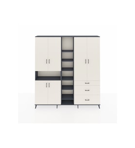 Arges Gardrop 13 Raflı 3 Çekmeceli 6 Kapaklı 220x30x243 Antrasit-Aytaşı