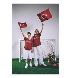 Defacto V Yaka Türkiye Baskılı Kırmızı Kız Çocuk T-Shirt I1120A8/RD62