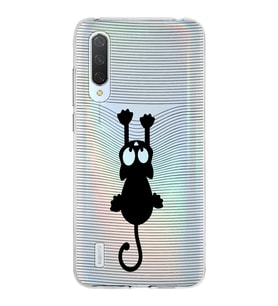 Xiaomi Mi 9 Lite Uyumlu Kapak Çizgi Kedi Tasarımlı Şeffaf Silikon Kılıf