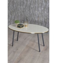 Orta Sehpa Elips Siyah Metal Ayak Çift Altın Krem