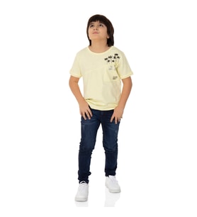 Toontoy  Erkek Çocuk T-shırt Palmiyeli Baskı (Sarı)