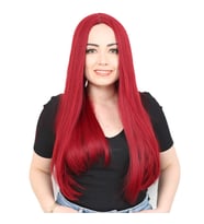 Fiber Sen Uzun Düz Peruk / Kızıl