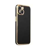 Apple iPhone 14 Kılıf Kenarları Gold Kamera Korumalı Renkli Pastel Silikon Siyah BARK (Siyah)