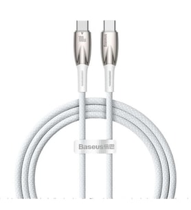 Baseus Glimmer Series CADH000702 1mt 100w Beyaz PD Type-C To Type-C Şarj Kablosu Örgülü