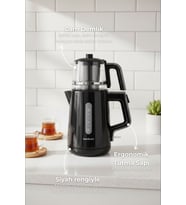 Bambum Force  Cam Demlikli Çay Makinesi (Siyah)