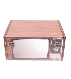 AHŞAP RETRO TELEVİZYON TASARIM KAPAKLI KUTU 