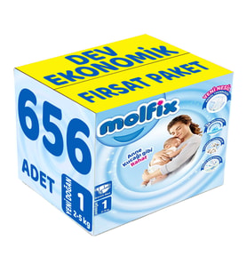 Molfix Bebek Bezi Beden:1 (2-5Kg) Yeni Doğan 656 Adet Dev Ekonomik Fırsat Pk
