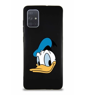 Samsung Galaxy A71 Soft Premier Kapak Donald Duck-B Tasarımlı Silikon Kılıf - Siyah (Şeffaf)