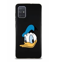 Samsung Galaxy A71 Soft Premier Kapak Donald Duck-B Tasarımlı Silikon Kılıf - Siyah (Şeffaf)