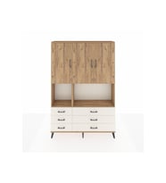 Arges Dolap 6 Raflı 6 Çekmeceli 3 Kapaklı 132x30x195 Çam-Çam/Aytaşı