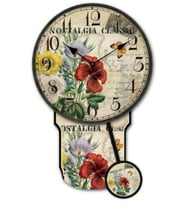 MUTFAK › AHŞAP SAATLER › Saatler-MB SARKAÇLI MENEKŞELİ DUVAR SAATİ-38*24*3,5 CM
