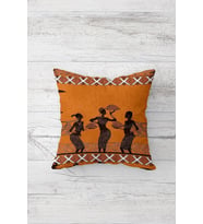 Afrika Tribal Dans Çift Tarafı Baskılı Gizli Fermuarlı Yastık Kılıfı Kırlent Koltuk Yastık Kılıfı (Turuncu)